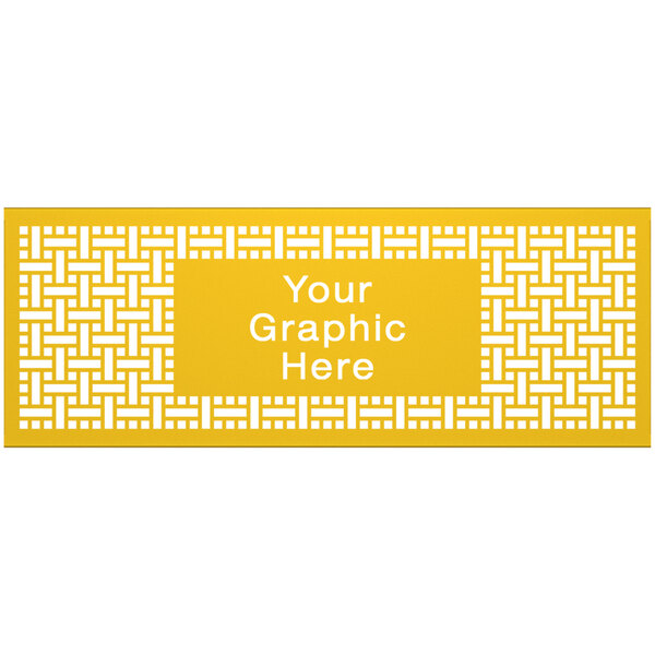 A bright yellow square with a white square weave pattern.