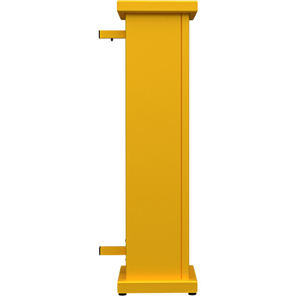 A bright yellow SelectSpace end planter with a square top cut-out.