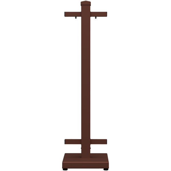 A brown rectangular SelectSpace stand with metal poles.