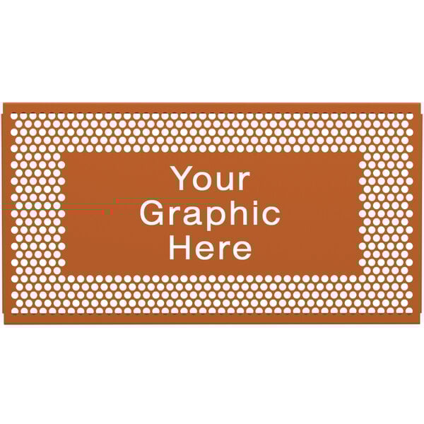 A SelectSpace burnt orange circle pattern partition panel with a brown and orange graphic.