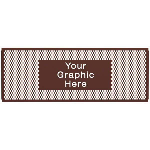 A brown rectangular sign with a white circle pattern and space for a custom graphic.