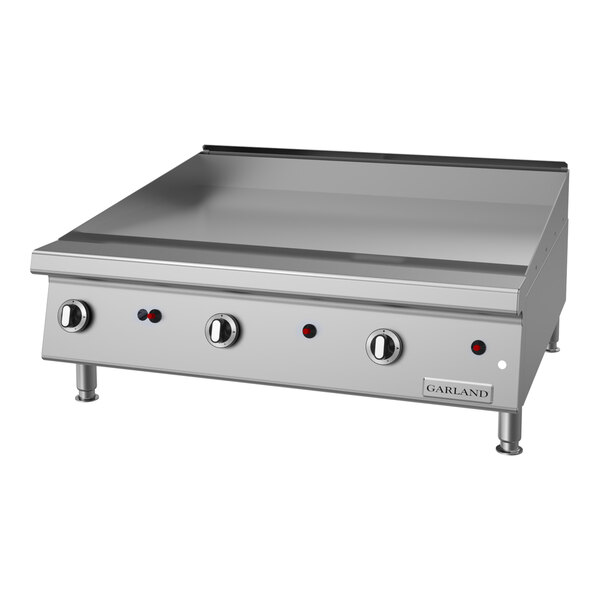 Garland GTGG36-G36M 36" Liquid Propane Chrome Plated Countertop Griddle with Manual Controls - 81,000 BTU