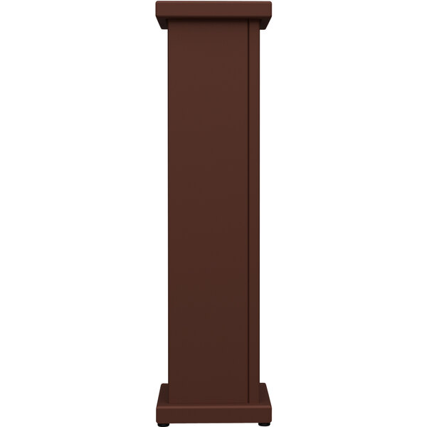 A brown SelectSpace stand-alone planter with a circle top cut out on a metal base.