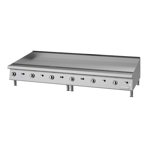 Garland GTGG72-G72M 72" Natural Gas Chrome Plated Countertop Griddle with Manual Controls - 162,000 BTU