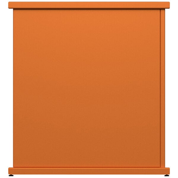 A burnt orange rectangular planter with circle cut-outs on top.