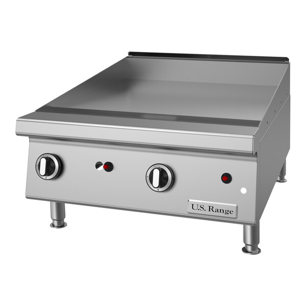 U.S Range UTGG24-G24M 24" Liquid Propane Chrome Plated Countertop Griddle with Manual Controls - 54,000 BTU