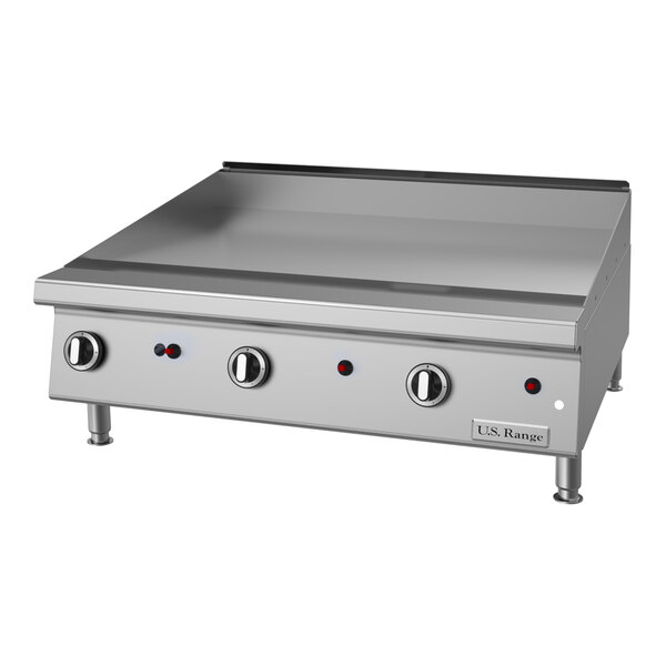 U.S Range UTGG36-G36M 36" Natural Gas Chrome Plated Countertop Griddle with Manual Controls - 81,000 BTU