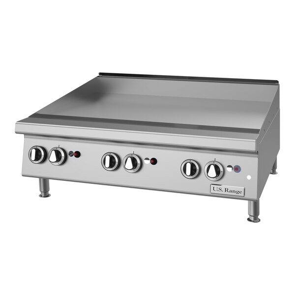 U.S Range UTGG36-GT36M 36" Liquid Propane Chrome Plated Countertop Griddle with Thermostatic Controls - 84,000 BTU