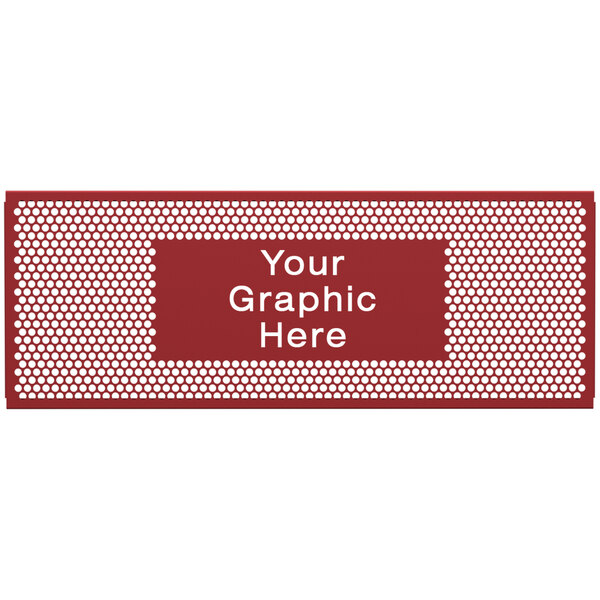 A red rectangular sign with a white grid and the words "Your Graphic Here" in white.