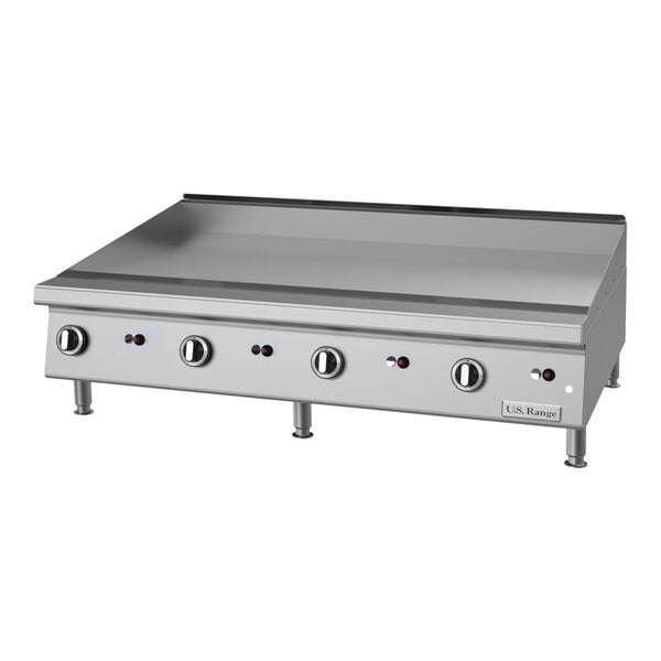 U.S Range UTGG48-G48M 48" Natural Gas Chrome Plated Countertop Griddle with Manual Controls - 108,000 BTU