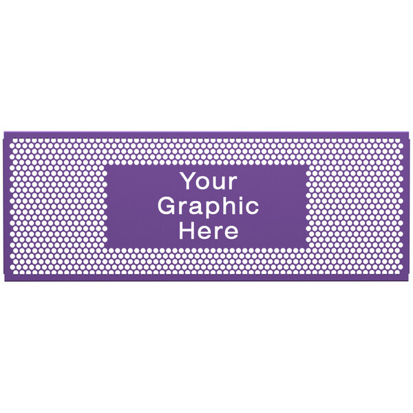 A purple rectangular sign with white dots and the words "Your Graphic Here"