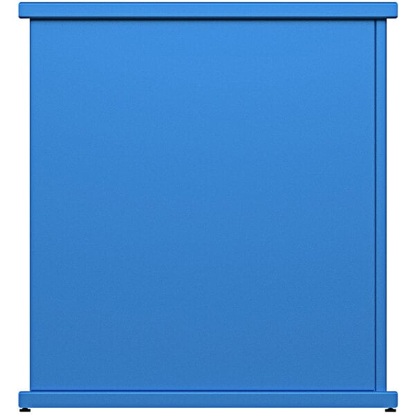 A sky blue rectangular stand-alone planter with rectangle top cut-outs.