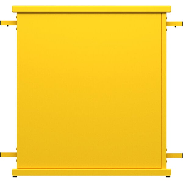 A bright yellow rectangular planter with circle cut-outs on top.