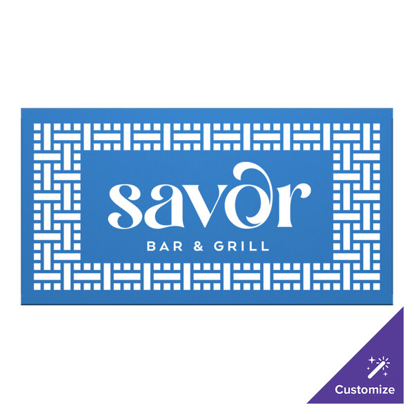 A sky blue square partition panel with a white weave pattern.