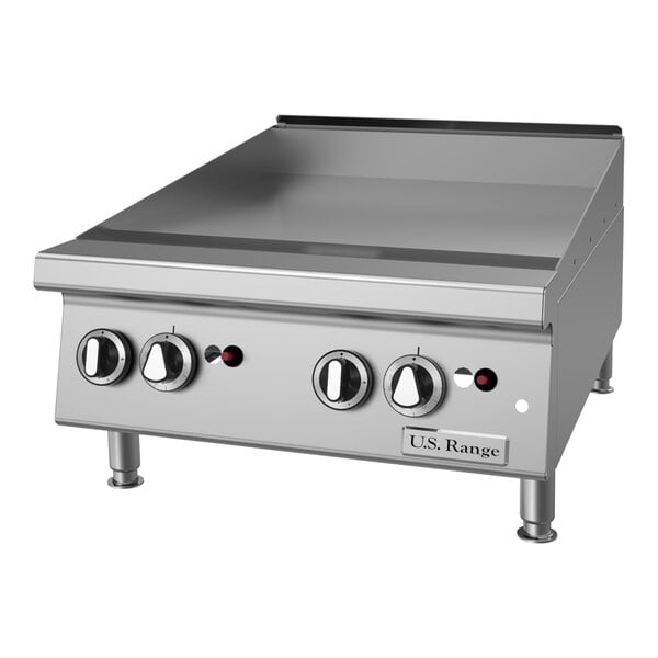 U.S Range UTGG24-GT24M 24" Natural Gas Chrome Plated Countertop Griddle with Thermostatic Controls - 56,000 BTU