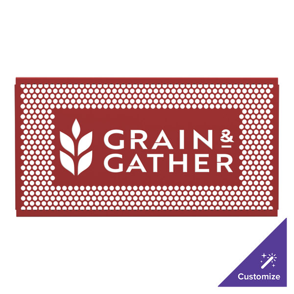 A red rectangular SelectSpace partition panel with white circle patterns.