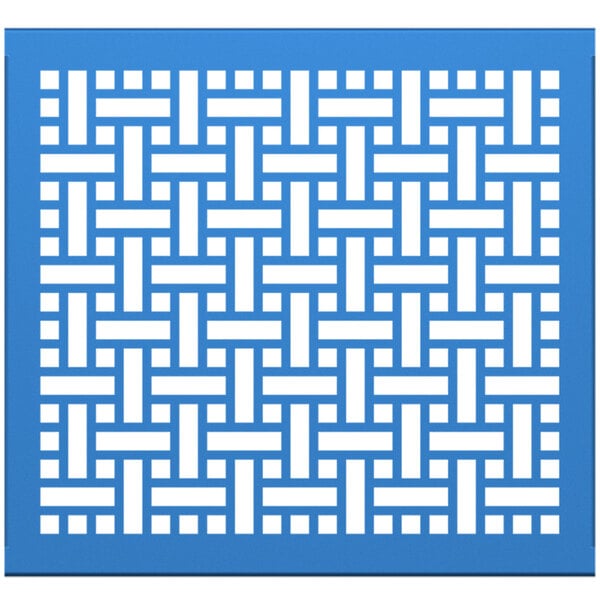 A sky blue square partition panel with a white lattice pattern.