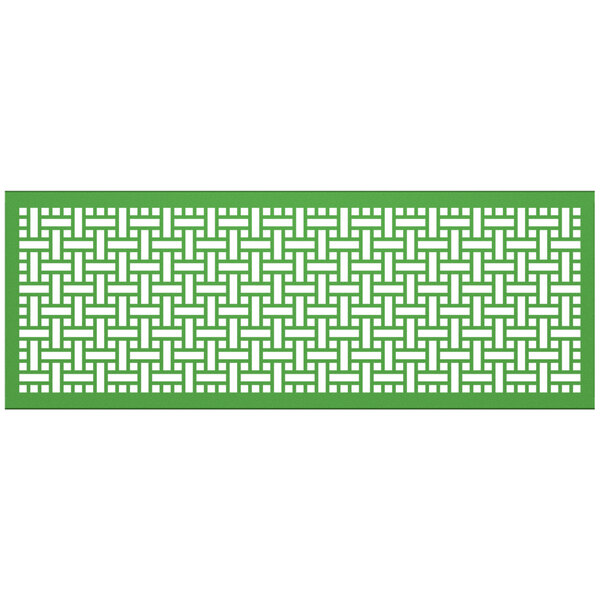 A green rectangular object with white lines forming a weave pattern.