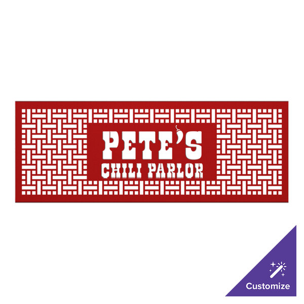 A red rectangular SelectSpace partition panel with a white square weave pattern.