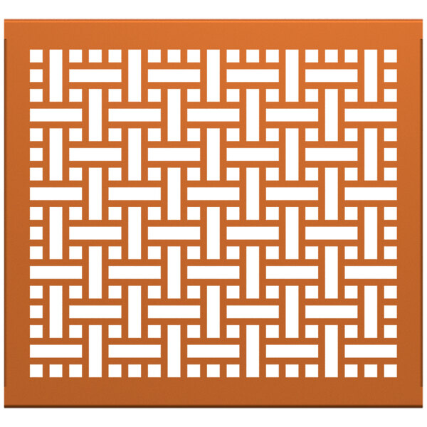 A SelectSpace burnt orange square weave pattern partition panel.