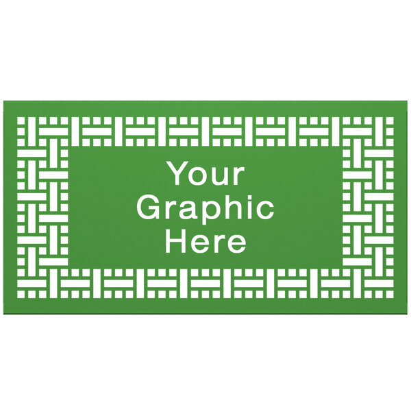 A green square panel with a white weave pattern.