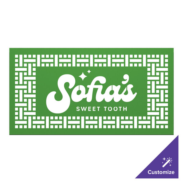 A green square partition panel with a white weave pattern.