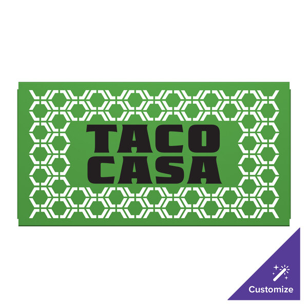 A SelectSpace green hexagonal partition panel with a white hexagonal pattern and black text.