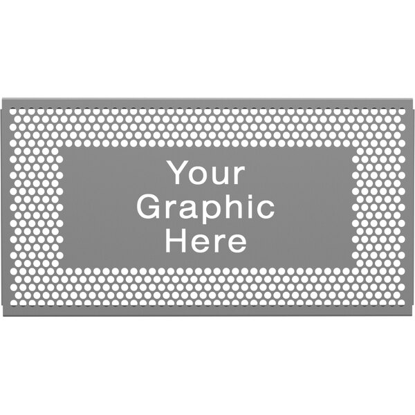 A grey metal sign with white dots in a circle pattern.