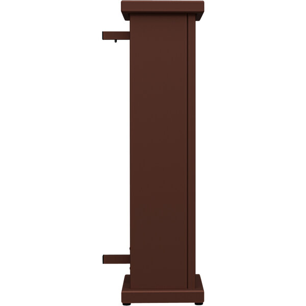 A brown SelectSpace end planter with a square top cut-out.
