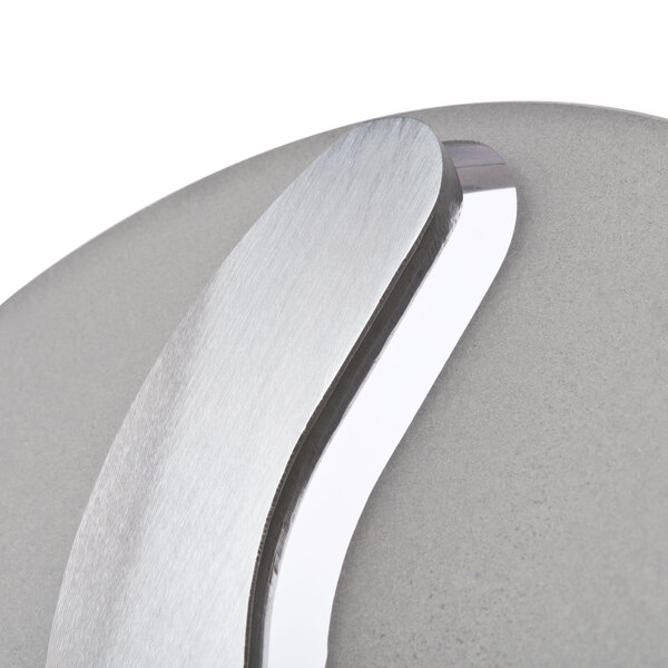 a close-up of a curved metal object