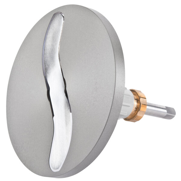 A close-up of a metal Hobart VS9PLT-ASP12 #12 adjustable slicing plate.