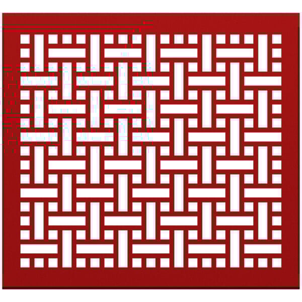 A red square partition panel with a white weave pattern.
