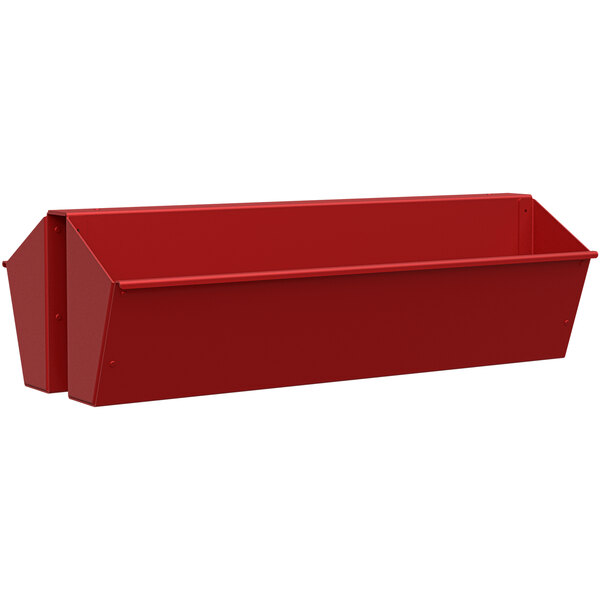 A red rectangular SelectSpace hanging planter.