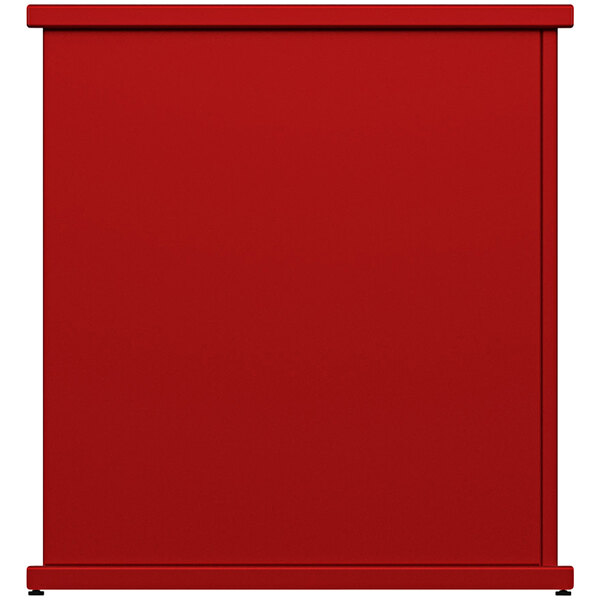 A red rectangular SelectSpace stand-alone planter with rectangle top cut-outs.