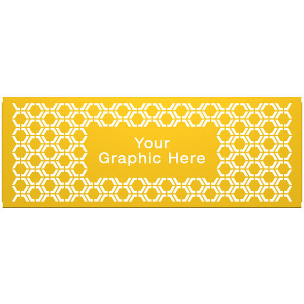 A yellow hexagonal panel with white hexagon patterns.