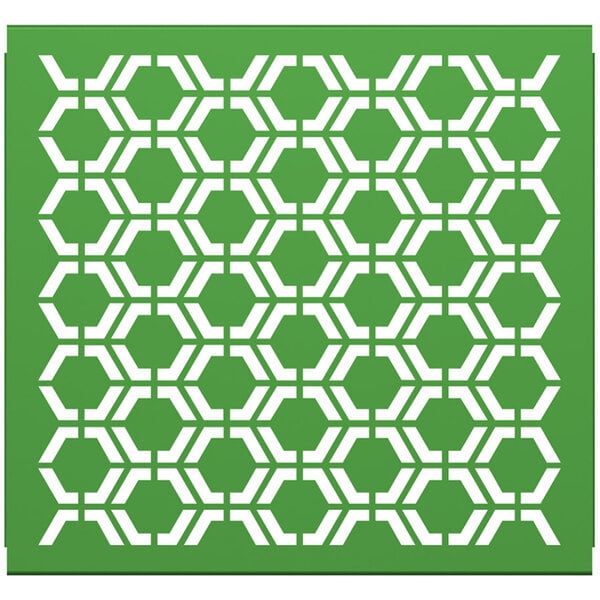 A white SelectSpace partition panel with a green hexagonal pattern.