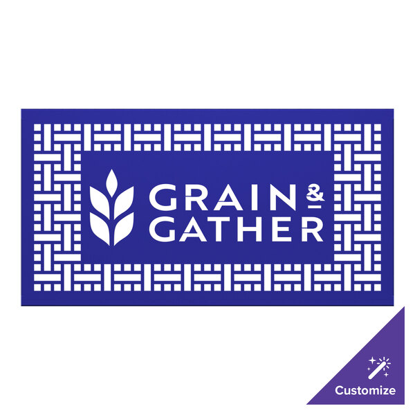 A royal blue square partition panel with a white weave pattern.