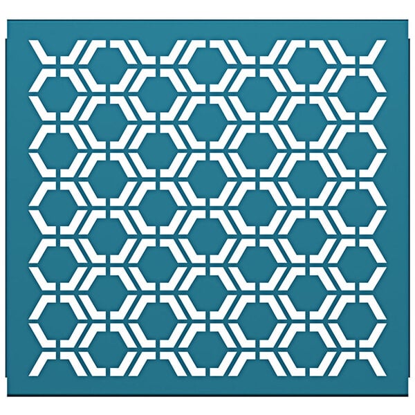 A teal hexagonal pattern on a white background.