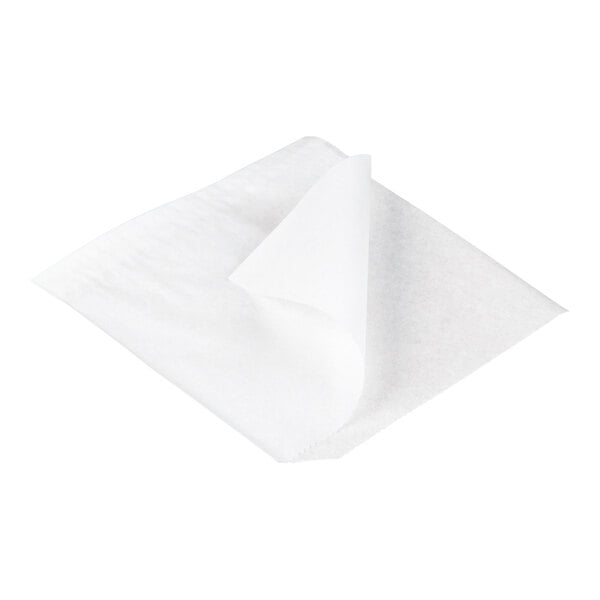 A white, semi-translucent square sheet with one corner folded over, displayed on a plain background.