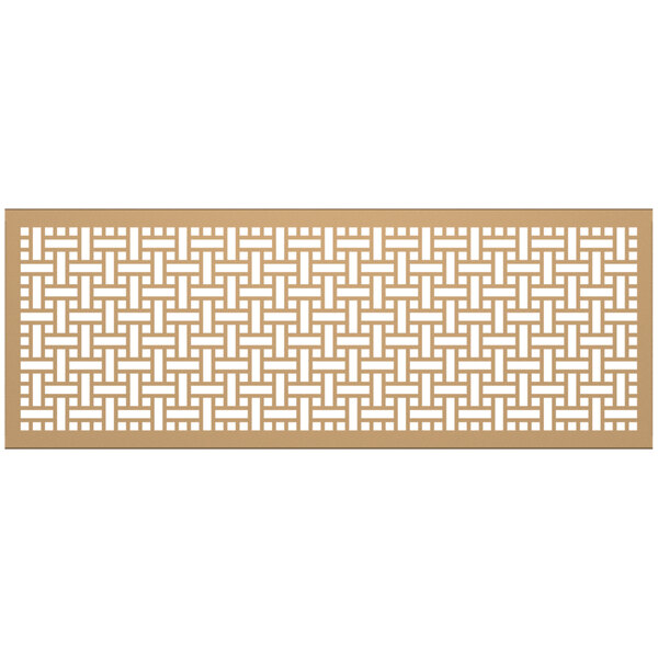 A brown rectangular panel with a square weave pattern in white.