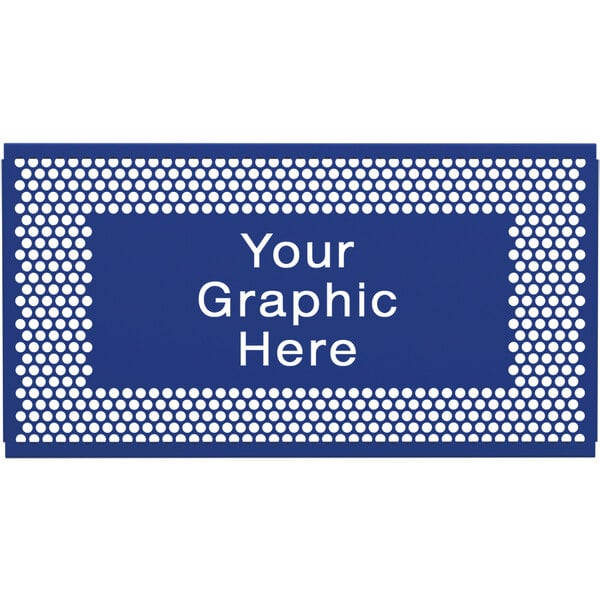 A royal blue partition panel with white circle pattern.