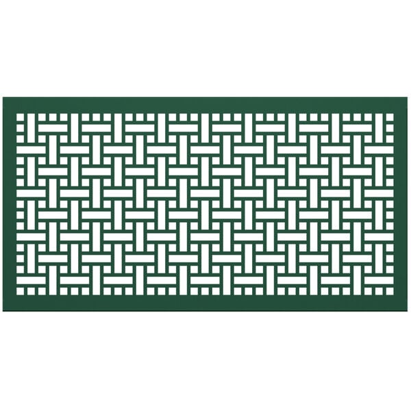 A green rectangular panel with a square weave pattern in white.