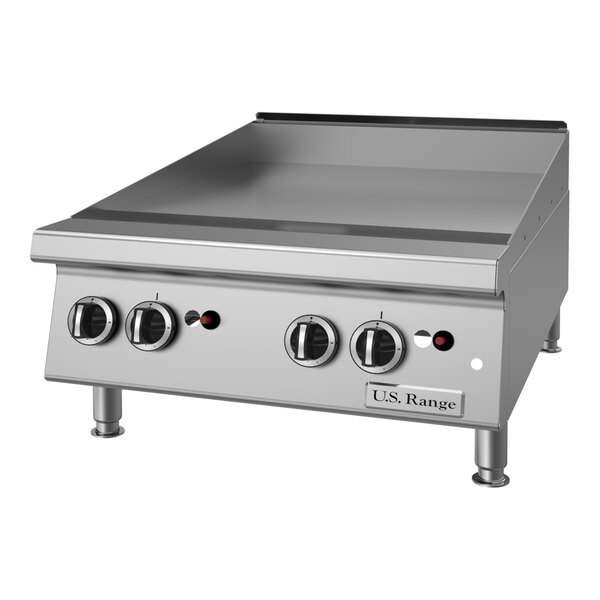 U.S Range UTGG24-GT24M 24" Liquid Propane Chrome Plated Countertop Griddle with Thermostatic Controls - 56,000 BTU
