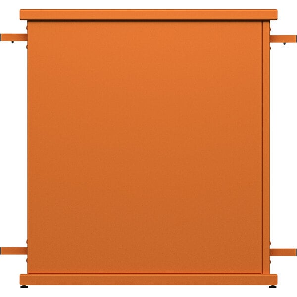 An orange rectangular SelectSpace planter with metal circle cut-outs.