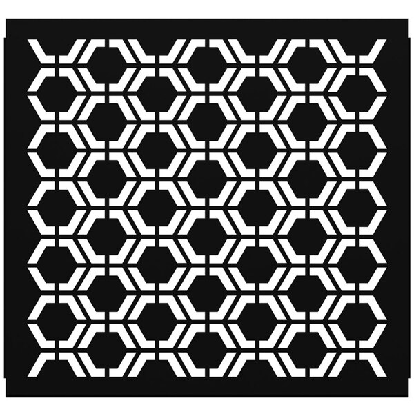 A black hexagonal pattern on a white background.