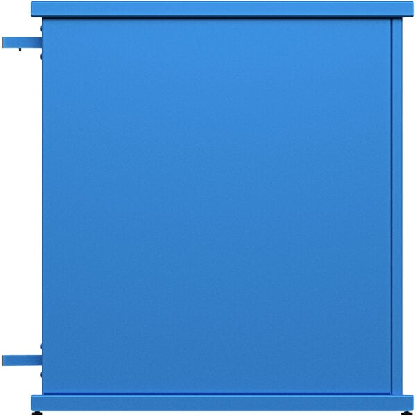 a white screen with a blue border