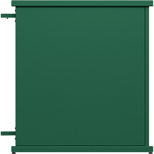 A forest green metal SelectSpace end planter with a rectangle top cut-out.
