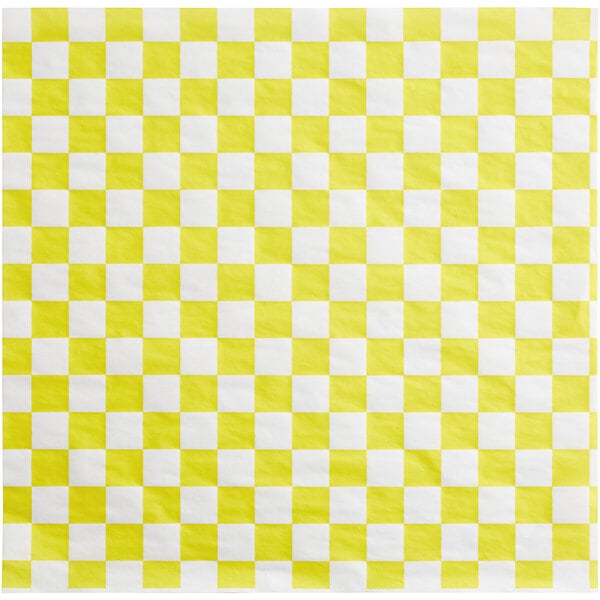 a yellow and white checkered paper