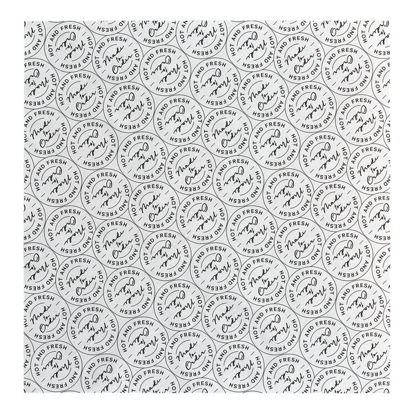 A sheet of 12" x 12" deli sandwich wrap paper with a cafe and made to order print design.