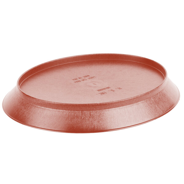 A paprika oval deli server with a short base.